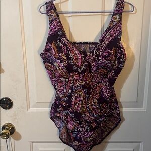 Lands' End Vibrant Paisley One Piece Swimsuit